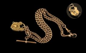 Victorian Period - Superb Quality 9ct Gold Double Albert Watch Chain with Large Attached Ornate
