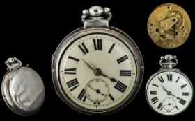Late 19th Century Fine Quality Key-Wind Sterling Silver Pair Cased Pocket Watch. Movement No 1900.