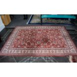 Large Decorwool Royal Exclusive Rug in red and cream with a border pattern.