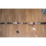 Tribal Interest - Antique Warrior Stick, with colourful woven decoration and leather wrist strap.