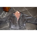 Gents Dark Brown Leather Bomber Jacket, size Large, stud fastening.