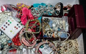 Collection of Vintage Costume Jewellery, including earrings, watches, pearls, necklaces, bracelets,