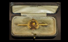 London Rifle Brigade 15ct Gold and Enamel Set Brooch/Medal - South Africa 1900 - 1902 Marked 15ct