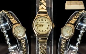 Ladies Vintage 9ct Gold Rotary Watch in original case.