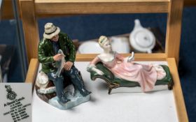 Royal Doulton Figures (2) - Repose H.N 2272, A Good Catch H.N 2258.