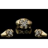 Ladies 14ct Gold 5 Stone Diamond Set Ring, excellent design/setting, marked 14ct to shank.