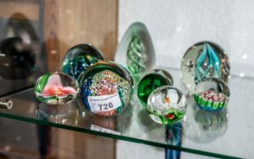 Collection of Quality Paper Weights, ten in total, in shades of blue and green, various sizes and