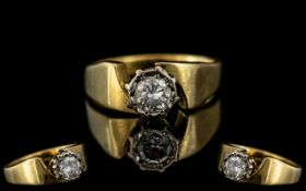 18ct Yellow Gold Attractive Single Stone Diamond Set Ring - Full Hallmark for 750-18ct to Shank.