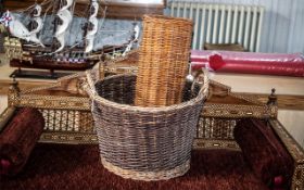 Large Wicker Log Basket, measures 14" high x 20" wide, twin handles,
