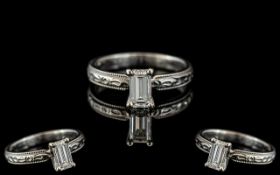 Ladies 14ct White Gold Single Stone Diamond Ring. Shank not Marked but Tests Gold.