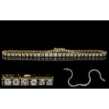 14ct Gold - Good Quality Diamond Set Tennis Bracelet, Marked 14ct.