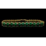 Ladies 18ct Gold Attractive Diamonds & Emeralds Set Bracelet, stamped 18ct - 750.