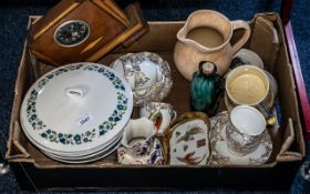 Box of Collectibles, comprising Crown Devon Widdicombe Fair tankard, Kent bone china cups,