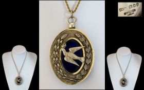 1930's Large and Impressive Silver and Silver Gilt - Ornate Oval Shaped Locket,