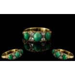 Edwardian Period 18ct Gold Attractive Turquoise and Diamond Set Ring, Excellent Setting.