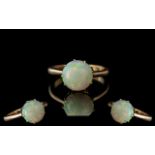 Antique Period - Attractive 9ct Gold Single Stone Opal Set Ring.