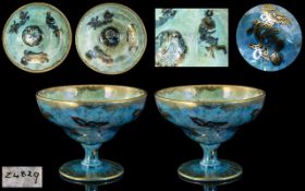 Wedgwood - Fine Pair of Dragon Lustre Pedestal Bowls ' Mystical Gilded Dragon ' Pattern Z4829.