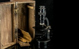 Charles Baker of London Monocular Microscope housed in original wooden box.