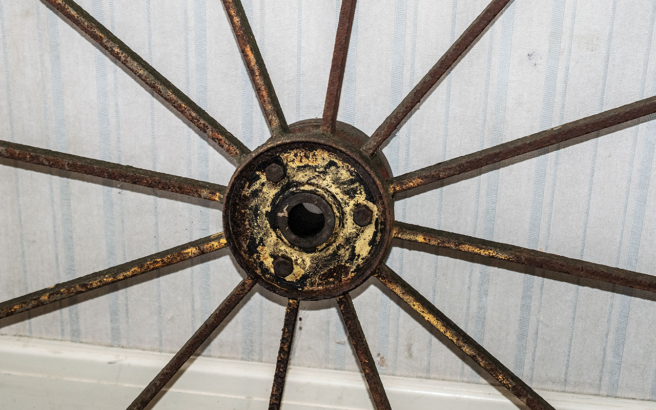 Large Cart Wheel, Paint Remnants. - Image 2 of 2