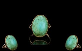 A Large & Impressive Single Stone Turquoise Set Ring, set in 9ct gold. Circa early 20th Century.