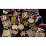 A Collection of World War l and World War II Military Medals - Some Named and Unnamed,