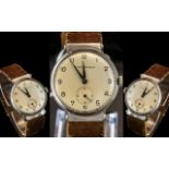 Girard Perregaux Mechanical wind steel cased 1950's Wrist watch with original soft calf tan leather