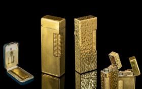 Dunhill 1960's Deluxe Gold Plated Lighter with Original Box + A Further Dunhill Gold Plated Lighter