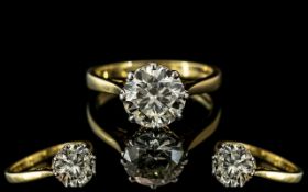18ct Gold and Platinum Set Stunning Single Stone Diamond Ring. Marked 18ct and Platinum to Interior.