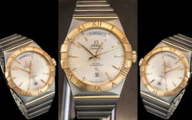 Omega Constellation Gents 18ct Gold and Steel Co-Axial Chronometer - Dress Wrist Watch,