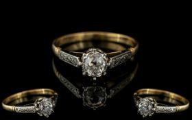 18ct Gold and Platinum Single Stone Diamond Set Ring marked 18ct and Platinum to shank.