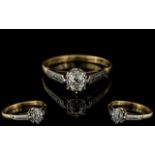 18ct Gold and Platinum Single Stone Diamond Set Ring marked 18ct and Platinum to shank.