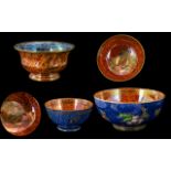 Wedgwood - Fine Trio of Hand Painted of Lustre Footed Bowls ( 3 ) Comprises 1/ Bird of Paradise