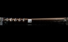 A Mid 20th Century Turned Truncheon of Plain Form, Length 15 inches.