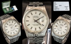 Rolex Oyster Perpetual Gent's Datejust Automatic Chronometer Stainless Steel Wrist Watch.