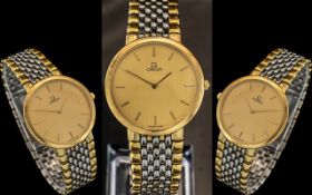 Omega - Deville Gold on Steel Slim line Wrist Watch. c.1980's.