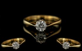 18ct Gold - Single Stone Diamond Ring. Marked 750 - 18ct to Interior of Shank.