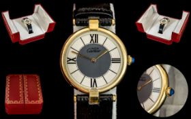 Cartier - Must - De ( Paris ) Vermeil ( Gold on Silver ) Ladies Quartz Wrist Watch with Original