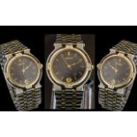 Gucci Signed Ladies Quartz Gold Tone & Steel Wrist Watch,