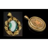 Ladies 18ct Gold Mounted Scottish Agate Set Pendant. Marked 750 - 18ct of Superior Quality. Size 1.