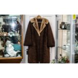 Ladies Dark Brown Astrakhan Coat with Mink Collar & Revere, hook and eye fastening,