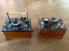 Vintage Morse Code Machine by Philip Harris & Co., Birmingham. Brass and wooden construction.