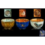 Wedgwood Fine Hand Painted Trio of Small Octagonal Shaped Bowls, Lustre Various Patterns.