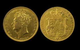 George IV Shield Back 22ct Gold Full Sovereign, date 1826. Superb tone, high grade.
