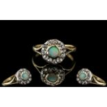 Antique Period Attractive 18ct Gold Opal & Diamond Set Cluster Ring.