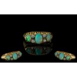 Edwardian Period Attractive Ladies 18ct Gold Opal and Diamond Set Ring. Excellent Design / Setting.