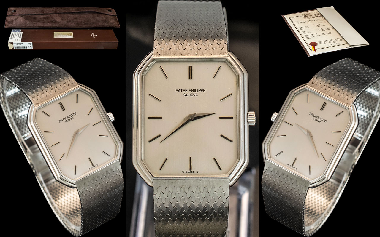 Patek Philippe Geneve 18ct White Gold Mechanical Gents Wrist Watch. Ref No 3860/1. Movement No 1.