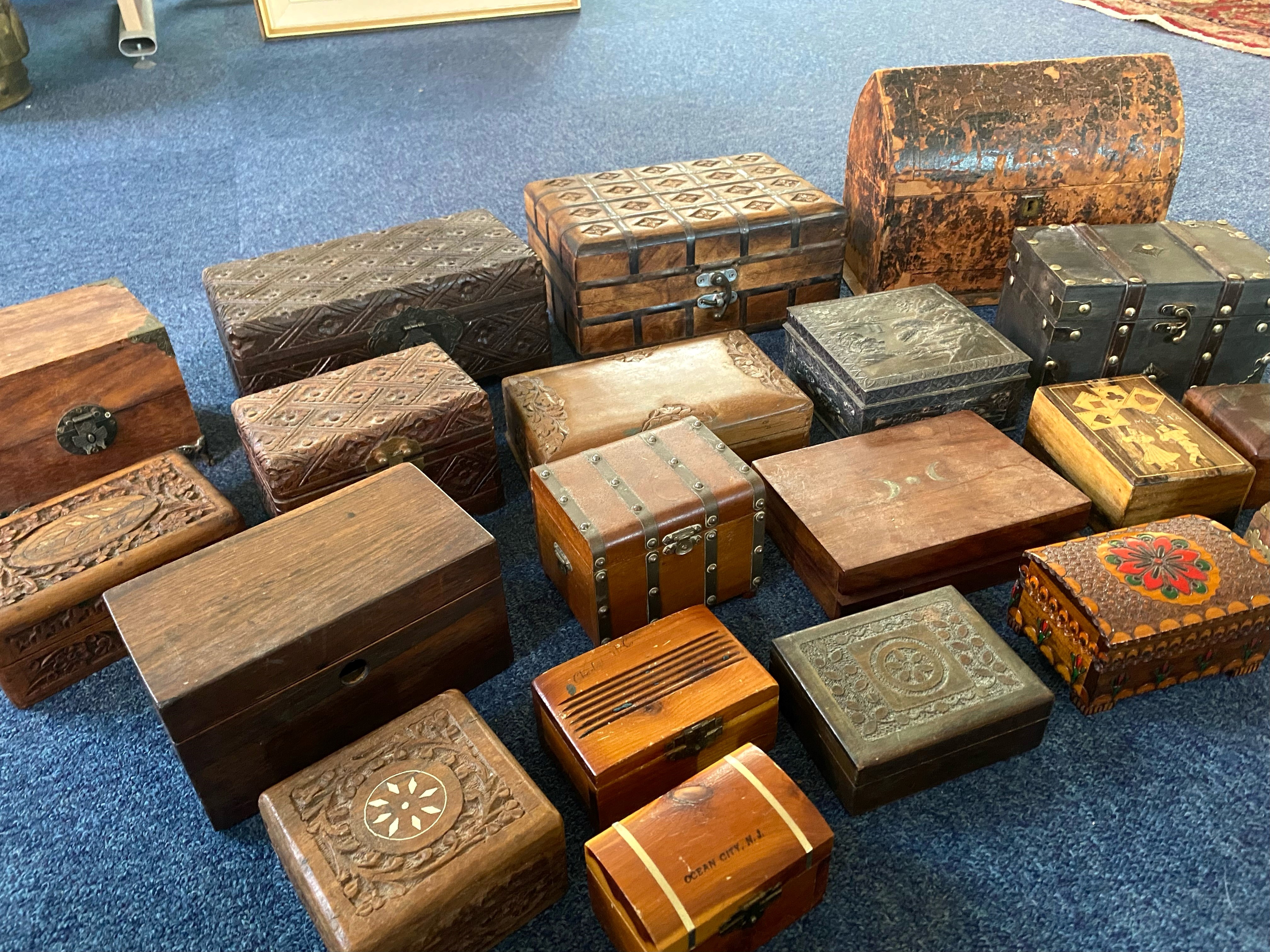 A Collection of Assorted Wooden Deed Boxes and Jewellery boxes, approximately 20 in total. - Image 2 of 3