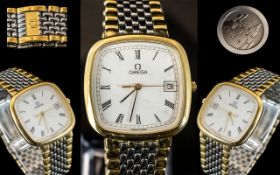 Omega - Deville Signed Gents 1970's Just-Date Gold Plated and Steel Wrist Watch, With Seconds Sweep,
