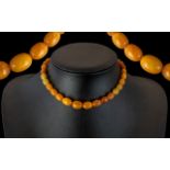 A 1920's Child's Size Butterscotch Amber Beaded Necklace, (graduated), with silver bolt clasp.