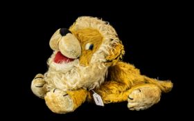 Vintage Toy - Lenny the Lion Pyjama Case, large soft lion toy with zipped back.